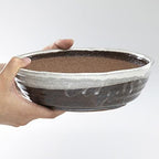 Wazakura Shigaraki Series Handmade White Stripe Glazed Ceramic Bonsai Pot - Image 6
