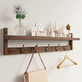AMBIRD 28.9 Inch Length Shelf with Hooks Entryway Coat Rack Wall Mount Wood Coat Hooks with Shelf Wall-Mounted Coat Hook Rack with 5 Dual Hooks for Bathroom, Living Room, Bedroom (Brown) by AMBIRD