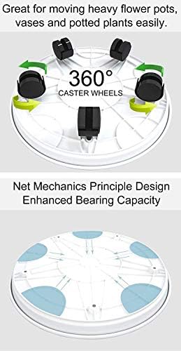 2 Pack 15.5" White Plant Caddy Round Movable Planter with Easy Moving Caster Wheels Dolly Trolley Tray Pallet Outdoor Indoor Tree Flower Stand Planter - Image 2