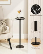 Round Drink Table, Small Pedestal Side Table, Black Marble - Image 4