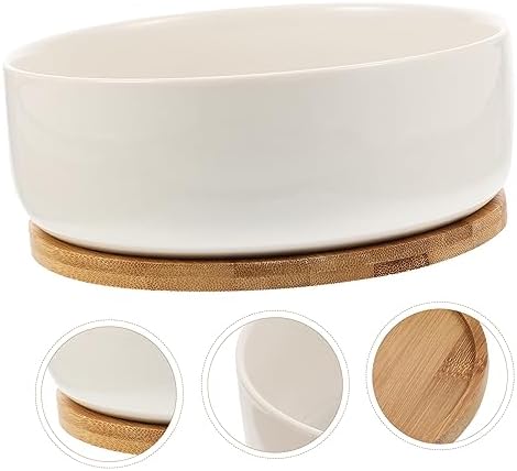White Porcelain Succulent Pot with Drainage and Bamboo Tray Ceramic Planter Pot for Indoor and Outdoor Small Plants Herbs and Bonsai Flower Pot for Office and Home - Image 7