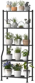 Livilord 5-Tier Plant Stand Indoor Outdoor, 64" Tall Metal Ladder Shelf for Multiple Flower Pot Holder, Waterproof Corner Garden Rack for Balcony Living Room, Black by LivilordBrand