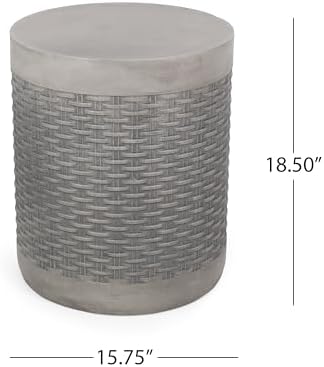 ø15.75'' Concrete Side Table End Table for Outdoor & Living Room, Modern Round Circle Style, Durable and Lightweight, Cement & MGO Material, No Assembly, Light Gray - Image 2