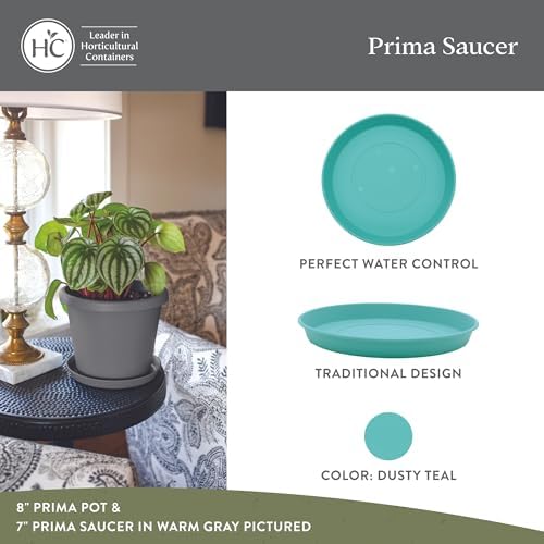 The HC Companies Round Prima Flower Pot Saucers - Plastic Plant Saucer for Outdoors & Indoors - Traditional Plant Pot Trays for Water Drainage -Durable Plant Tray (21-inch Dusty Teal, Pack of 1) - Image 2