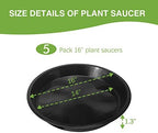 OUPSAUI 5 Pack 4 10 12 14 16 18 20 22 Inch Plant Saucer, Plant Trays for Pots, Large Plastic Plant Saucers for Indoors, No Holes Planter Drip Tray (16inch) - Image 2