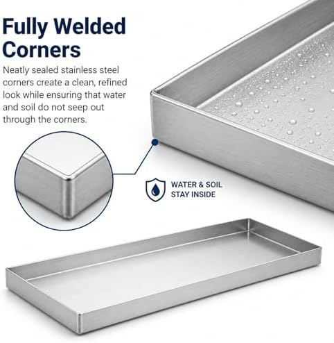 Stainless Steel Plant Tray with a 0.8-Inch Raised Edge - Image 4