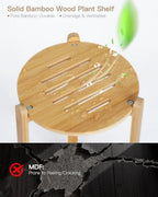 2 Tier Round Bamboo Plant Stands Shelf Indoor Wooden Corner - Image 6