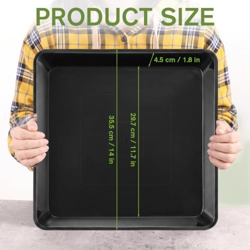 Eccliy 12 Pcs Plastic Plant Saucers Tray, Black, 14 Inch, Square - Image 2