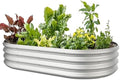 5x3x1ft Oval Galvanized Raised Garden Bed Outdoor 9-in-1 Large Metal Modular Planter Box Raised Beds for Gardening,Vegetables,Fruits,Flowers & Herbs (Silver) by IDEAFAMILY