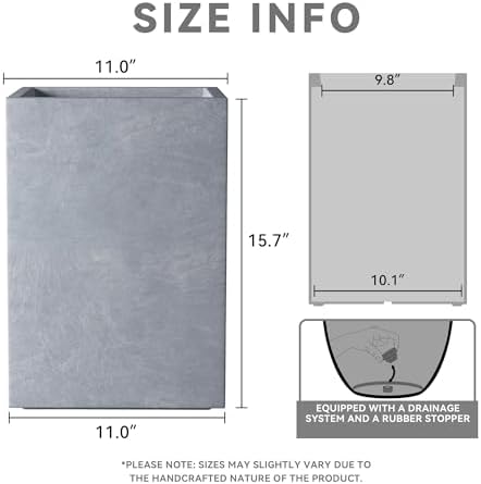 Kante Accent Tall Square Blue Gray Concrete Planter 16" H, Outdoor - Image 2