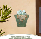 HANABASS Vintage Ceramic Wall Planter - 8 Inch Green Retro Flower Pot for Farmhouse Decor, Indoor/Outdoor Hanging Planter for Succulents, Herbs, Wall Plants - Image 4