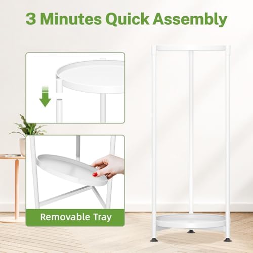 iDavosic.ly 2 Tier Metal Corner Plant Stand Indoor Outdoor, 29'' Tall White - Image 4