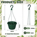 8 Pcs 10 Inch Modern Euro Swirl Hanging Planter Uv-Resistant Plastic Hanging Basket Smart Drainage Lightweight Indoor Outdoor Flower Pots for Garden Porch Balcony Patio Home Decor (Green) - Image 3