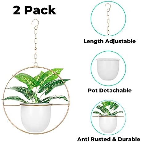 2 Pack Hanging Planter with 5.5" Pot, Metal Hanging Plant Holder - Image 6