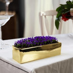 WGVI Long Rectangle Ceramic Planter Vase in Gold 12" x 4" x 4"H, Block Rectangular Terrarium Box Pot, Flower Arrangement, Table top Centerpiece, Home Decor Organization Storage Container, 6 Pcs. - Image 6