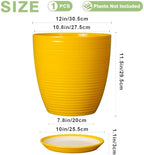 12 Inch Pots for Plants - Ceramic Planter for Indoor Plants Large Plant Pot with Drainage Hole and Saucer Round Outdoor Flower Pot for Garden Home Patio Office Yellow - Image 3