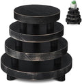 Geetery 4 Pcs Wooden Risers for Display Wood Pedestal Stand, Black by Geetery