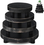 Geetery 4 Pcs Wooden Risers for Display Wood Pedestal Stand, Black by Geetery