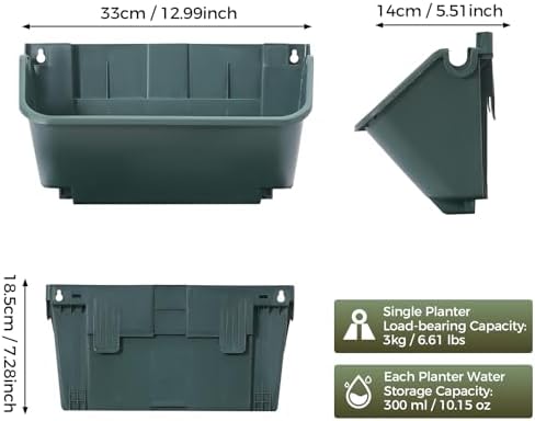 16 Pack Vertical Garden Planter,13 inch Wall Mounted Planter for Patio Indoor Outdoor Decor, Garden Self Watering Pot Balcony Plant Vegetable Fruit Herb Hanging Pocket Holder Flowerpot (Army Green) - Image 2