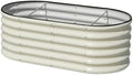 SnugNiture 4x2x1.5ft Raised Garden Bed Outdoor, 17" Tall Galvanized Metal Planter Box, Oval Raised Garden Bed Kit for Planting Vegetables Plants Fruits, Beige White by snugniture