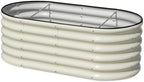 SnugNiture 4x2x1.5ft Raised Garden Bed Outdoor, 17" Tall Galvanized Metal Planter Box, Oval Raised Garden Bed Kit for Planting Vegetables Plants Fruits, Beige White by snugniture