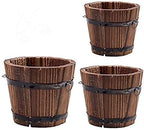 Rustic Wood Whiskey Barrel Planter Box Round Wooden Garden Flower Pot 3Pcs Different Sizes(L/M/S) by Unknown
