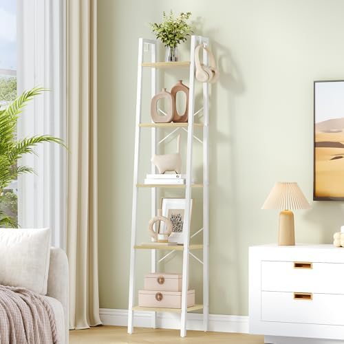Hzuaneri Ladder Shelf, Bookshelf, Freestanding Corner Storage Shelf by Hzuaneri