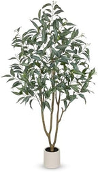 Eucalyptus Trees Artificial Indoor - 6FT Tall Faux Eucalyptus Plants in White Planter, Fake Plant Décor for Farmhouse Bedroom Office Room Hallway Decoration by Briful