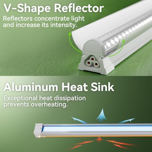 Elaruslux 3FT Plant Grow Light,5000K Full Spectrum White,192W(6 x 32W), LED Grow Light Strips with Timer, Aluminum Reflector, Linkable,Plant Growing Lamp Fixture for Greenhouse Indoor 6pcs - Image 6