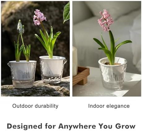 4.6 Inch Self Watering Plant Pots for Indoor Plants 16 Packs African Violet Pot, Self Watering Planters for Herb, Orchid, Devil's Ivy, Flower Houseplant Planters, Clear Plant Pots, White - Image 7