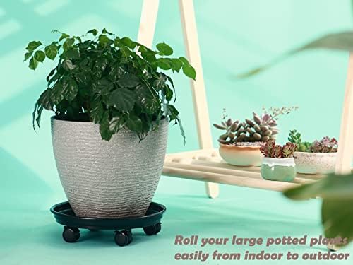 8 Packs 12 Inches Plant Caddy with PU Wheels Large Rolling Plant Stands Plastic Plant Roller Base Pot Movers Planter Saucer on Wheels Indoor Outdoor Wheeled Plant Dolly Planter Tray Coaster - Image 6