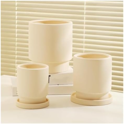 Flower pots Creative Round White Clay Plant Outdoor Indoor(15.1cm) - Image 6