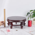 FINGERINSPIRE Wooden Display Stand Base 12.6x5.5inch Chinese Oriental Plant Stand Coconut Brown Traditional Vase Pot Stands Hand-Crafted Fishbowl Display Stands for Indoor Plants Outdoor Decoration - Image 3