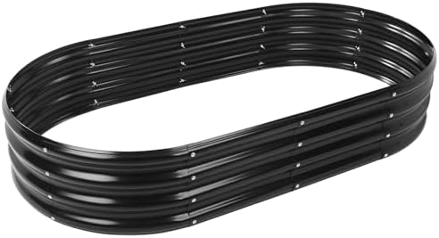 YSEJOMP 12" Tall Oval-Shaped/Elliptic Metal Raised Garden Bed Outdoor Black by YSEJOMP