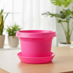 Flower Pots with Saucers, 9 inch, Pink, Case of 5 - Image 3
