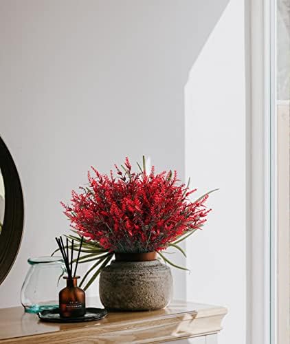RECUTMS Spring Fall Decoration,Fake Greenery,Artificial Red Flowers Outdoor - Image 4