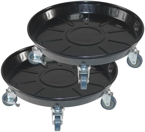 12" Heavy Duty Plant Dolly with Wheels, 200lbs Metal Rolling Plant Stand with Casters, Round Wheeled Planter Caddy Roller Base Carry Potted Tree Flower Pot for Indoor Outdoor Garden, 2 Pack, Black by FLRISNTIG