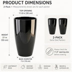 SUN-E Tall Planter for Outdoor Indoor Plants 2Pack, 21Inch Large Gloss Black Planter with Removable Insert Shelf High Glossy Piano Finish Ceramic-Look Tall Flower Pot for Office Lobby Minimalist Decor - Image 7
