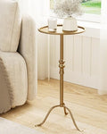 25.6" Vintage Round Pedestal End Table with Tray Top, Bronze by AEPOALUA