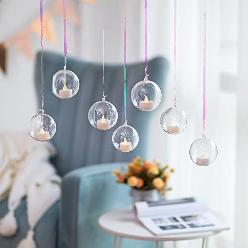 100 Pcs Tealight Holders Globes Fillable Acrylic: Bulk Hanging Tea Light Ball Bulb 3.15'' Ornaments Fillable for Party Wedding Centerpiece Christmas Home Decorations DIY by ROMADEDI