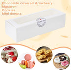100 Pack White Macaron Boxes with Clear Window, Pastry Boxes with 100 Pcs Stickers, Packaging for 6-10 Macarons, Cookies, Truffles, Wedding DIY Gift Giving, 8x3x2 Inches - Image 4