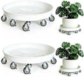Heavy Duty Plant Caddy(430lbs Capacity), Rolling Metal Plant Stand with Brake Wheels Plant Dolly Planter Mover Plant Pot Tray Saucer for Indoor Outdoor 16 Inches White 2Pack by SKAFORZ