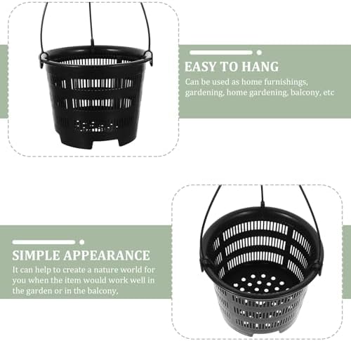 5 Pack Orchid Hanging Planters - Slotted Mesh Net Orchid Pots for Repotting - Black Plastic Hanging Flower Baskets with Hooks for Indoor Outdoor Plants - Breathable Root Control Planter Container - Image 5