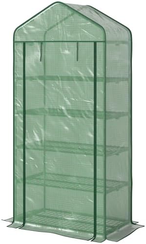 5-Tier Mini Greenhouse with PE Cover, Roll-Up Door, 76 x 35.4 x 19.3 in - Image 2