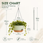 12 Inch Self Watering Hanging Planters 2 Pack, Green Brown - Image 3