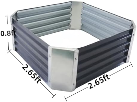 32" Lx32 Wx10 H Galvanized Raised Garden Bed 2.7x2.7x0.8ft Metal Planter Box Dark Grey Large Metal Oval Patio Kit Planting Bed Suitable for Outdoor Backyard Plant Flower Vegetable Fruit - Image 2