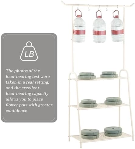 Kitsanery Plant Stand Indoor Outdoor,Metal Plant Stands for Multiple Plants,3 Tier Tall Hanging Plant Shelf,Large Heavy Duty Flower Holder Ladder Plant for Living Room, Patio, Balcony (White) - Image 7