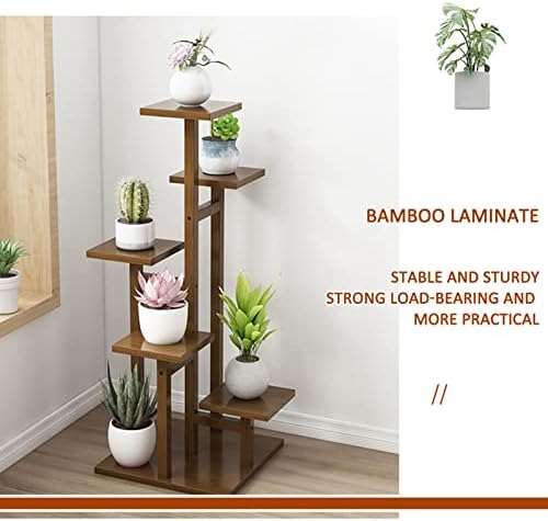 Flower Holder Racks 6-Tier Metal Plant Stand Multi-Layer Flower Pot Holder Home Decoration Ladder Flower Stand Planter Display Storage Shelf,Bamboo - Image 3