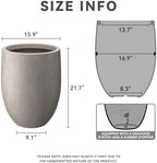 Kante 21.7" H Stone Gray Concrete Tall Planter, Large Decorative Garden Pot with Drainage Hole and Rubber Plug for Outdoor Indoor Plants, Modern Round Style for Home and Garden - Image 2