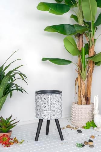 Tall Square Planters, 22 Inch Height, Black and Gray - Image 7